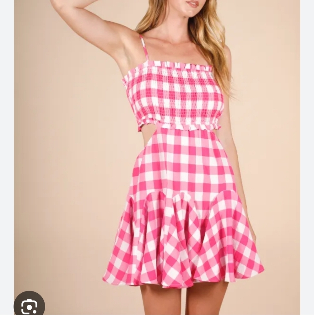 NWT GEEGEE GINGHAM CUT OUT BACK MINI DRESS 3x
